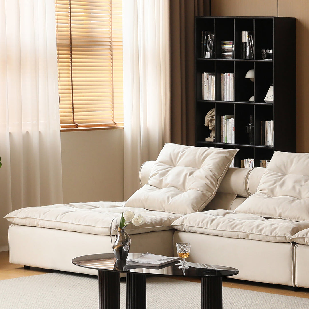 Modern suede fabric modular l shape sectional sofa 2+l bloom in still life.