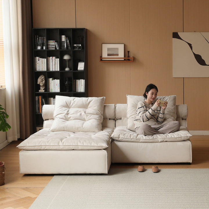 Modern suede fabric modular l shape sectional sofa 2+l bloom primary product view.