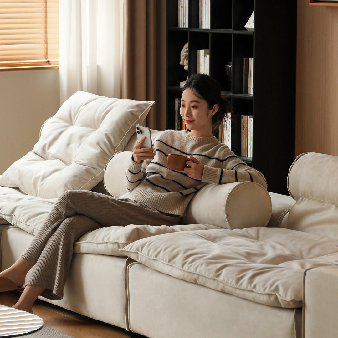 Modern suede fabric modular l shape sectional sofa 4+l bloom detail 2.