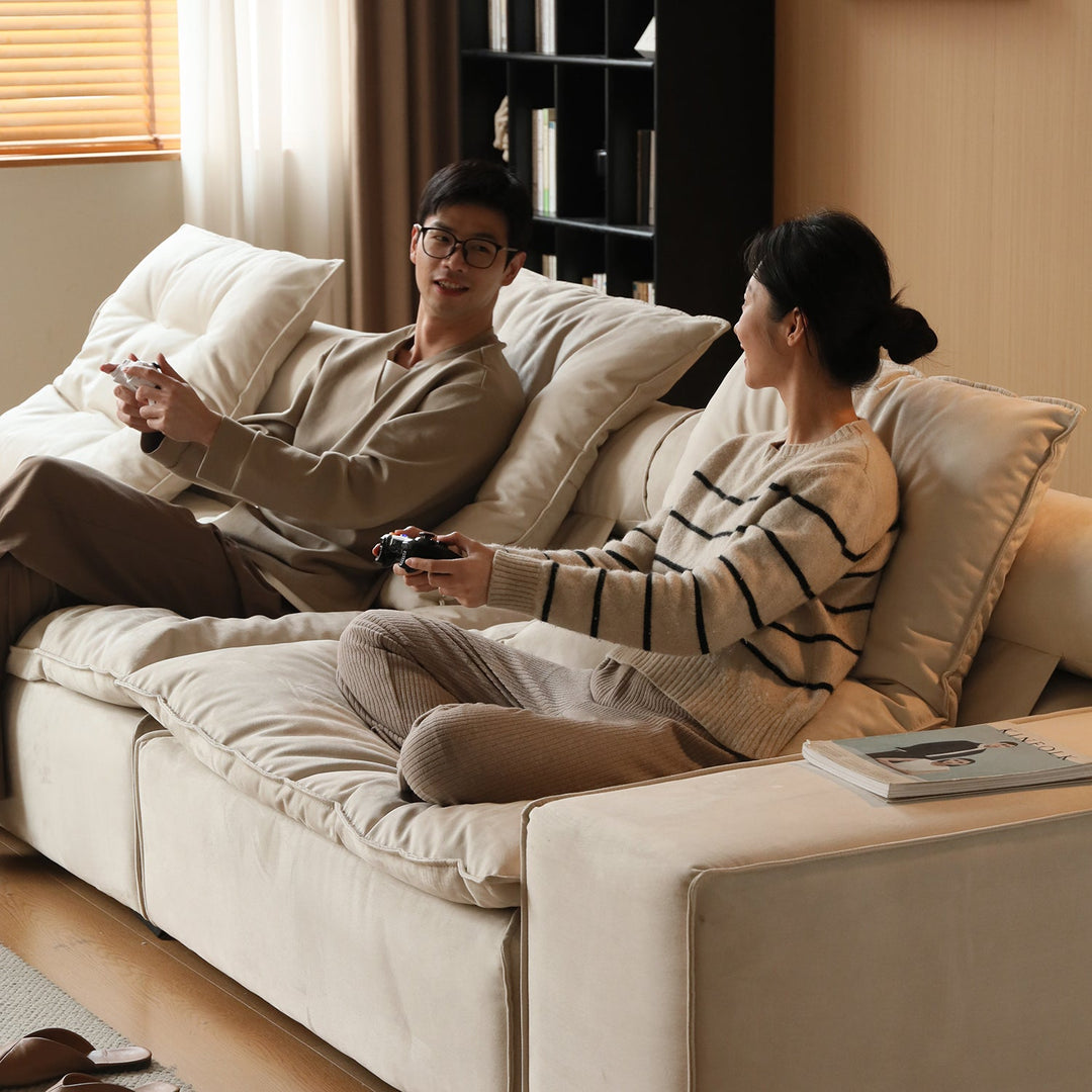 Contemporary suede fabric modular l shape sectional sofa 4+l bloom detail 5.