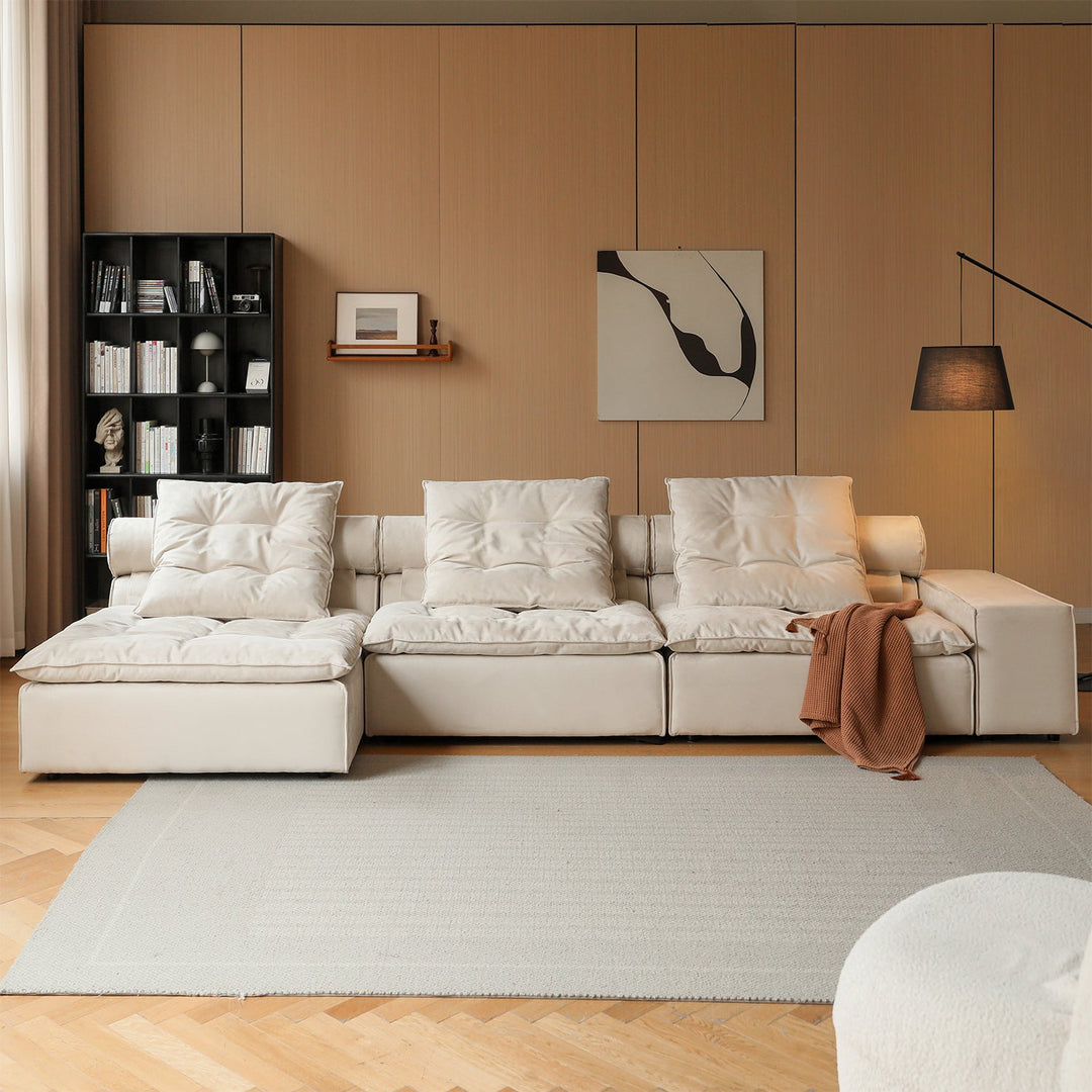 Modern suede fabric modular l shape sectional sofa 4+l bloom detail 7.