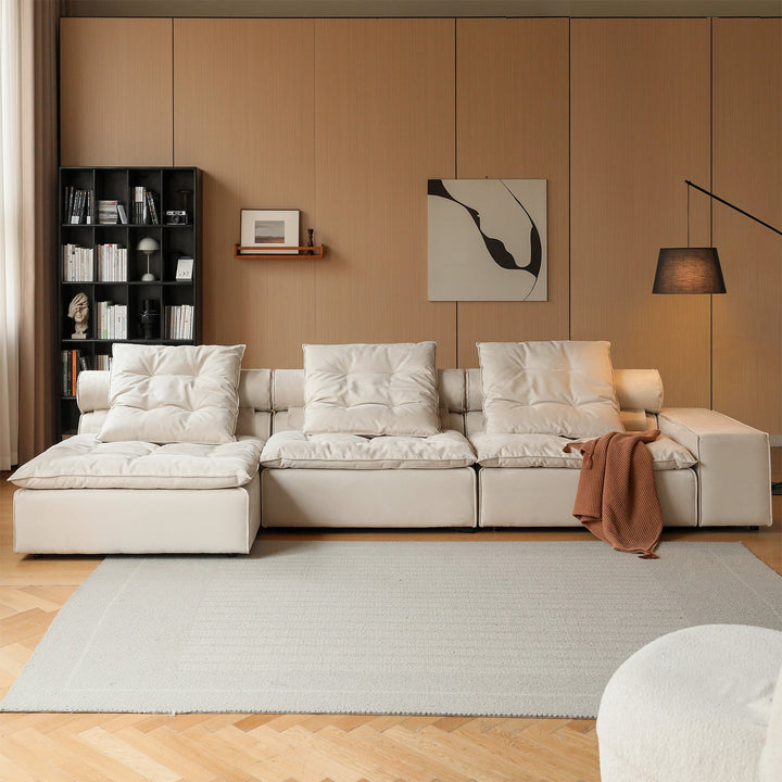 Modern suede fabric modular l shape sectional sofa 4+l bloom detail 7.