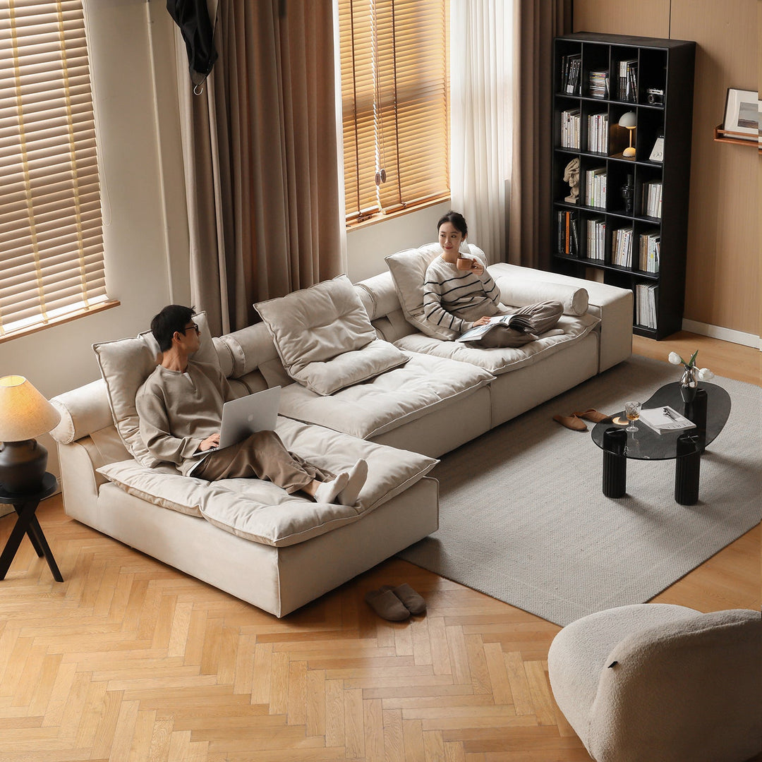 Modern suede fabric modular l shape sectional sofa 4+l bloom detail 6.