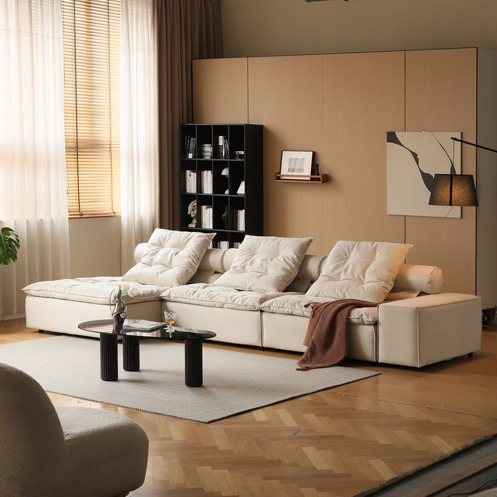 Modern suede fabric modular l shape sectional sofa 4+l bloom primary product view.
