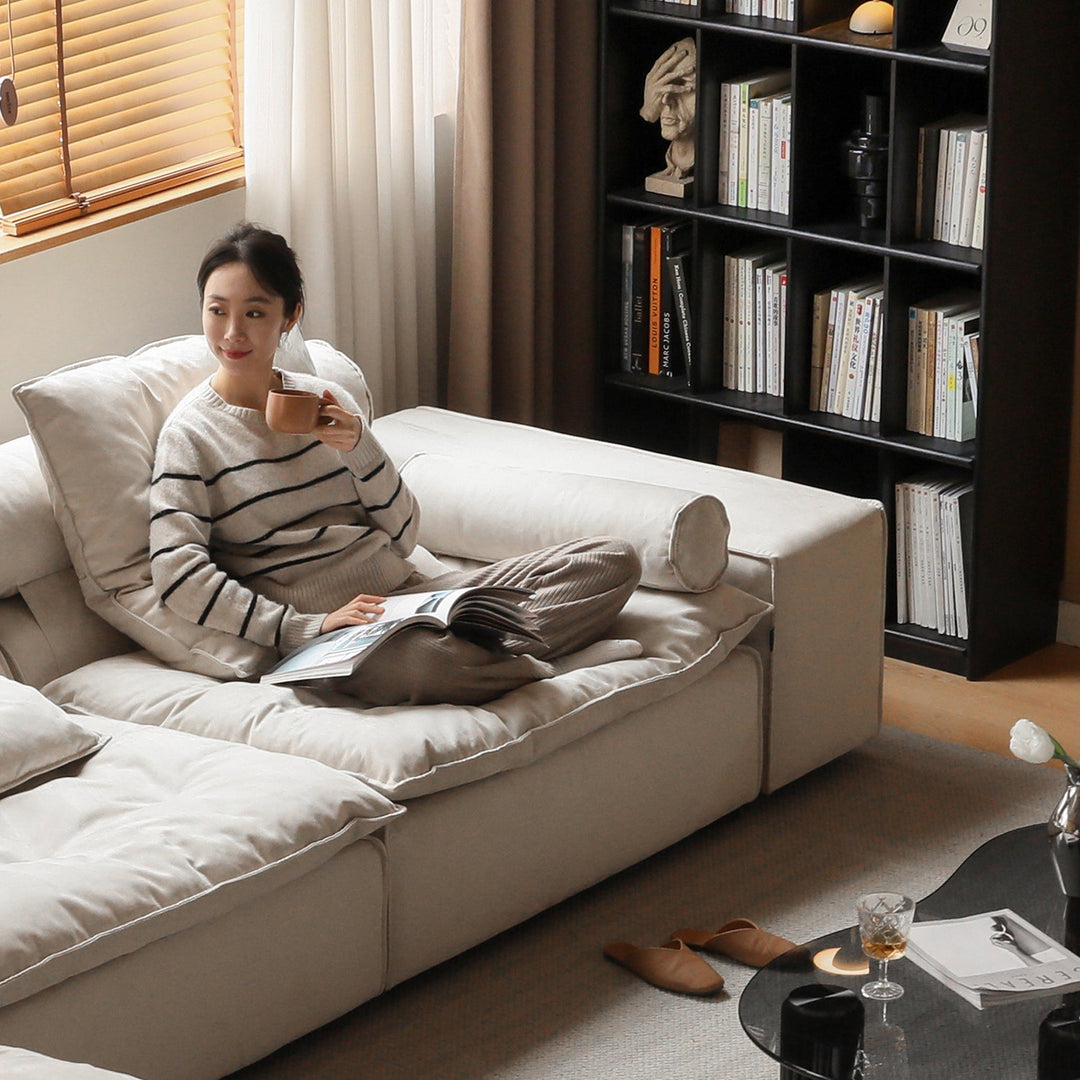 Modern suede fabric modular sofa armrest bloom conceptual design.