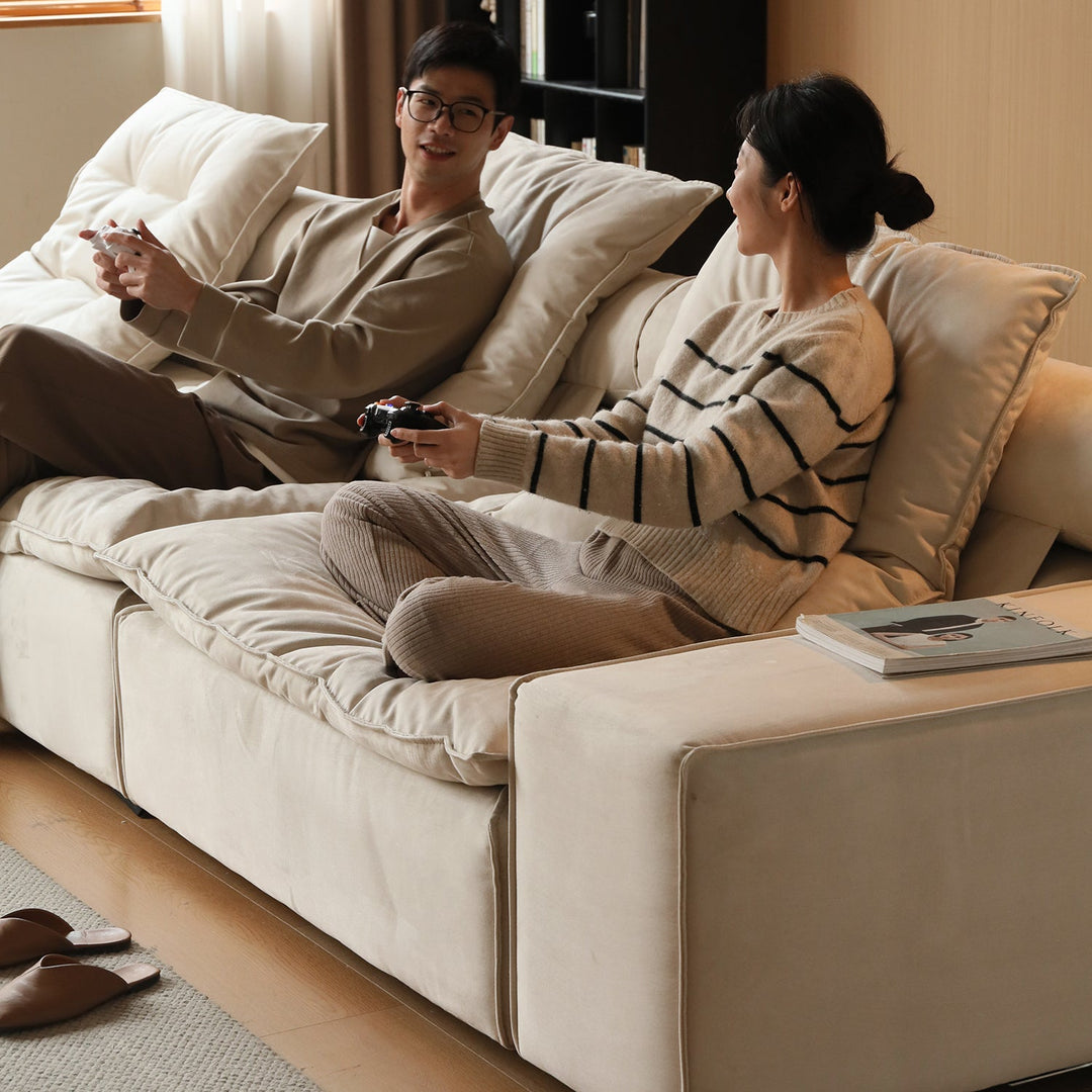 Modern suede fabric modular sofa armrest bloom situational feels.