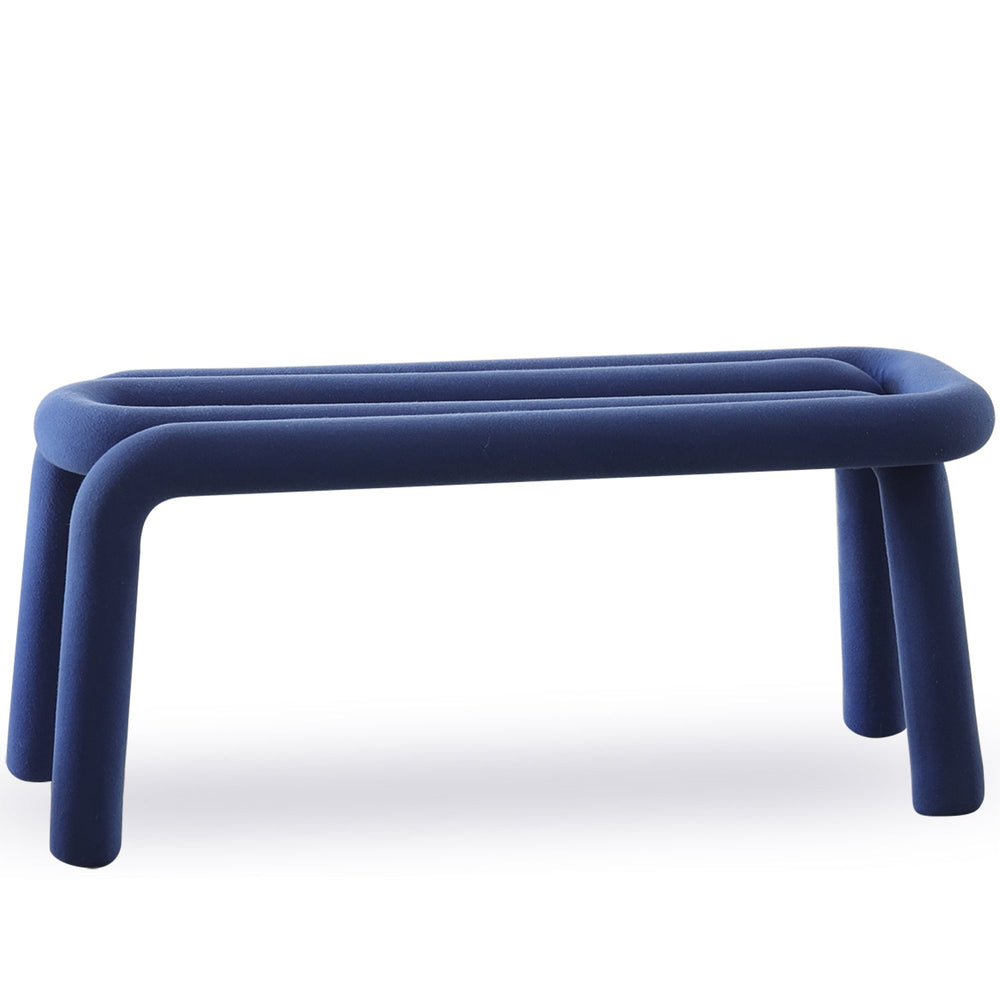 Bauhausvelvet fabric dining bench bold in white background.