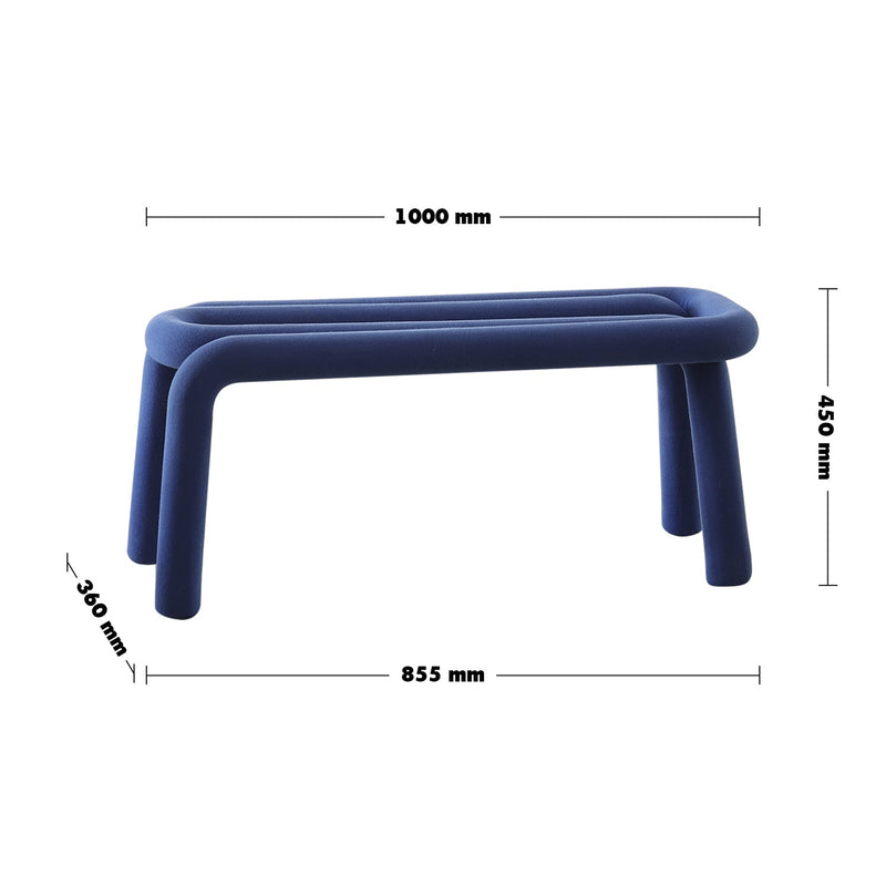 Bauhaus Velvet Fabric Dining Bench BOLD Size Chart