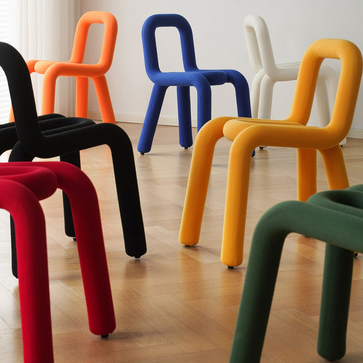 Bauhausvelvet fabric dining chair bold detail 3.
