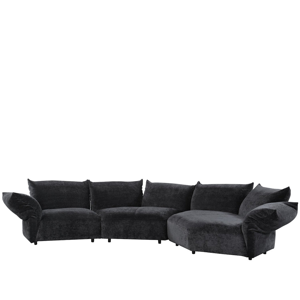 Bauhaus velvet fabric l shape sectional sofa flower 3+l in white background.