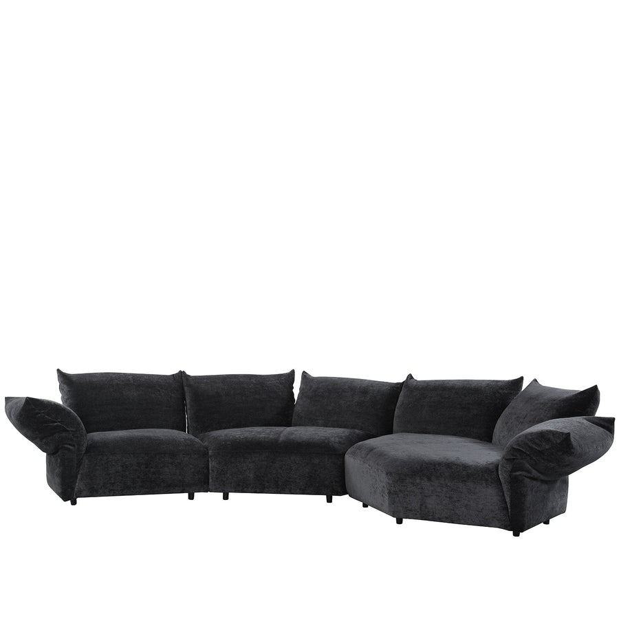 Modern Velvet Fabric L Shape Sectional Sofa FLOWER 3+L