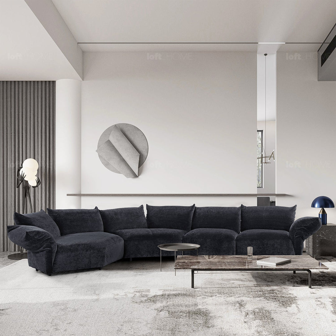 Contemporary Velvet Fabric L Shape Sectional Sofa FLOWER 4+L