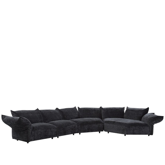 Bauhaus velvet fabric l shape sectional sofa flower 4+l in white background.