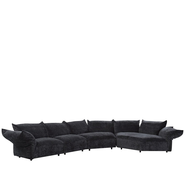 Contemporary velvet fabric l shape sectional sofa flower 4+l in white background.