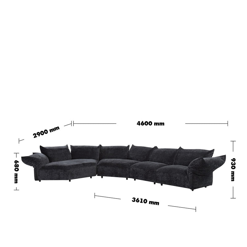 Bauhaus velvet fabric l shape sectional sofa flower 4+l size charts.