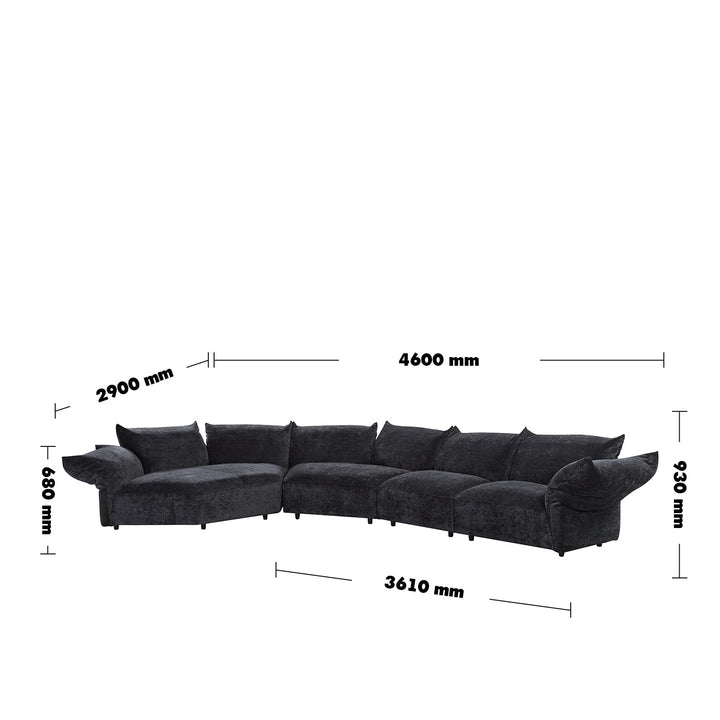 Contemporary velvet fabric l shape sectional sofa flower 4+l size charts.