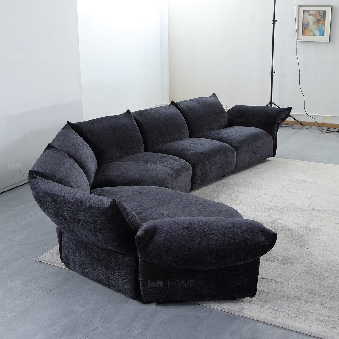 Contemporary velvet fabric l shape sectional sofa flower 4+l with context.