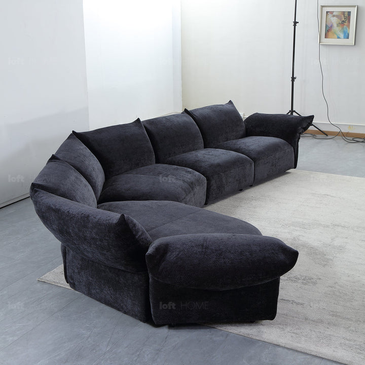 Contemporary velvet fabric l shape sectional sofa flower 4+l with context.