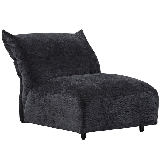 Bauhaus velvet fabric modular armless 1 seater sofa flower in white background.
