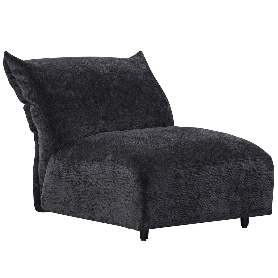 Contemporary velvet fabric modular armless 1 seater sofa flower in white background.