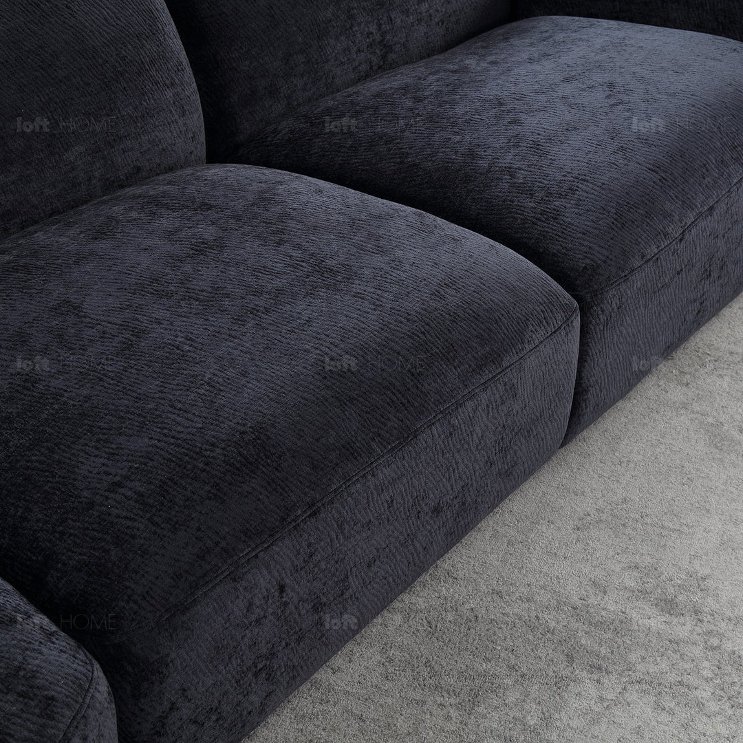 Contemporary velvet fabric modular corner 1 seater sofa flower in still life.