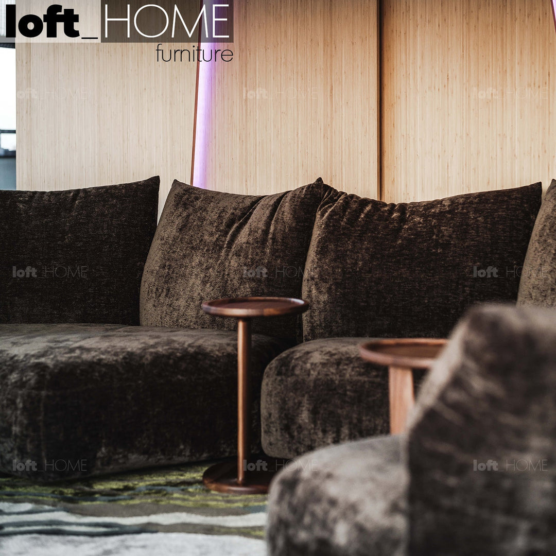 Bauhaus velvet fabric modular corner 1 seater sofa flower layered structure.