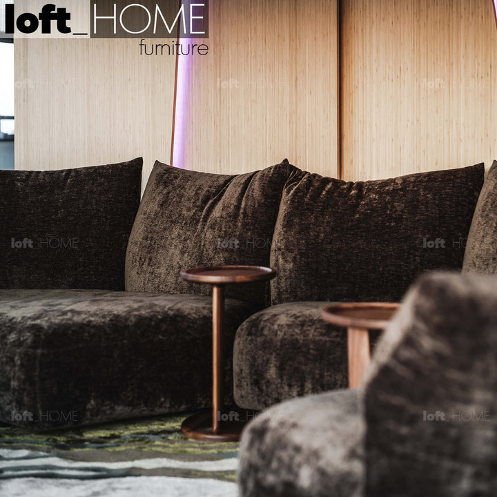 Bauhaus velvet fabric modular corner 1 seater sofa flower layered structure.
