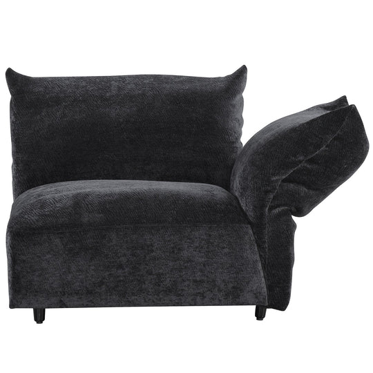 Bauhaus velvet fabric modular corner 1 seater sofa flower in white background.