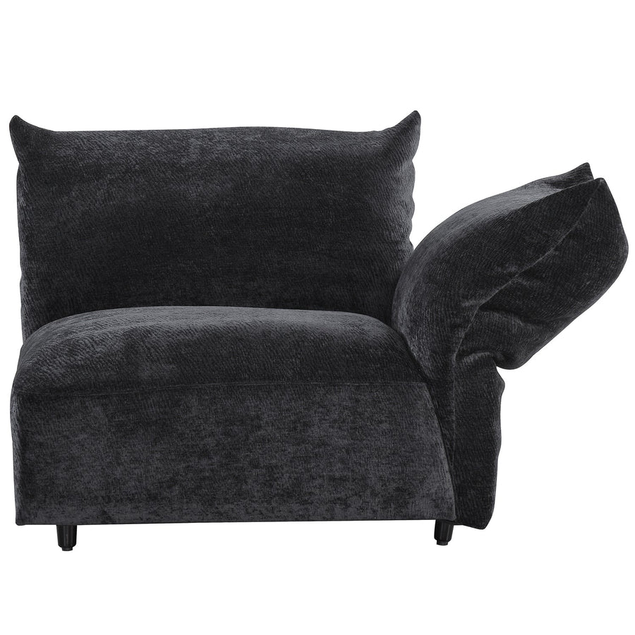 Contemporary velvet fabric modular corner 1 seater sofa flower in white background.