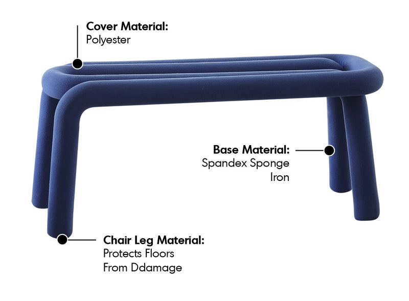 Bauhaus Velvet Fabric Dining Bench BOLD Material Details Chart