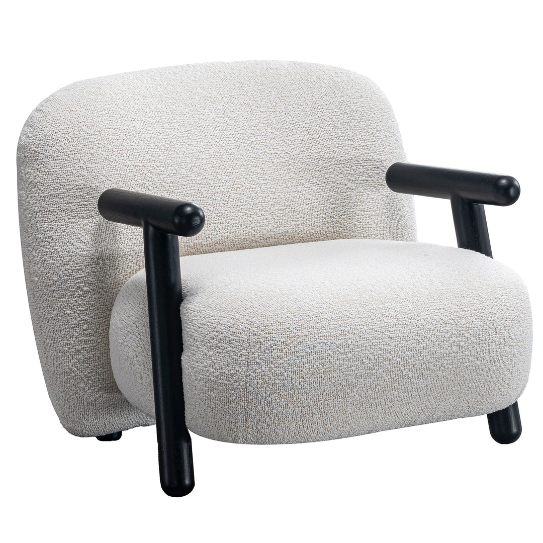 Cream Boucle Fabric 1 Seater Sofa With Armrest MALT