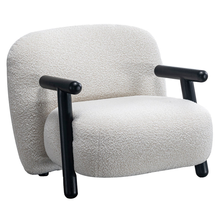 Cream Boucle Fabric 1 Seater Sofa With Armrest MALT