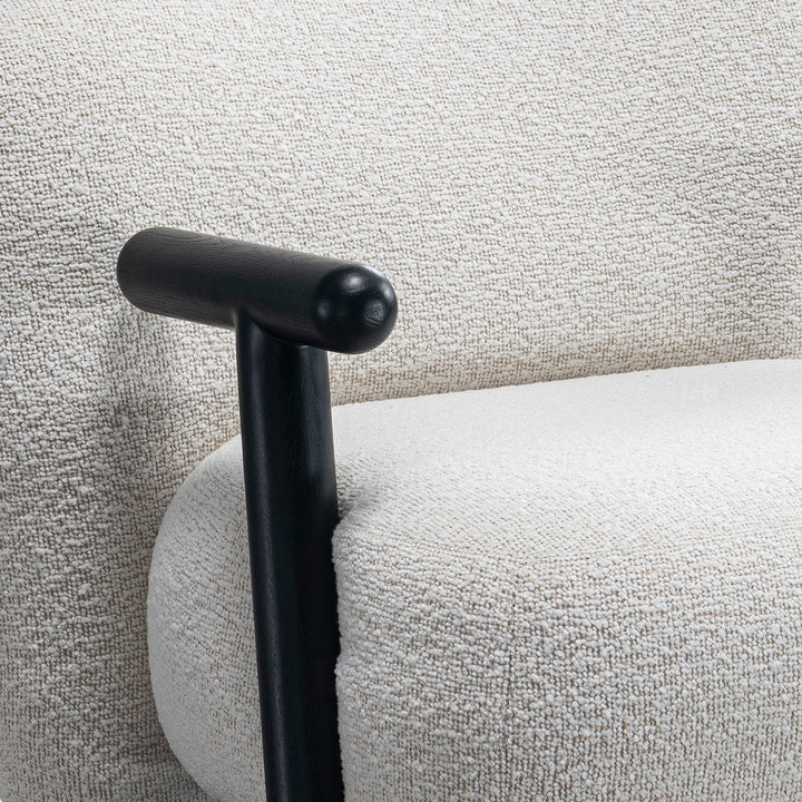 Cream Boucle Fabric 1 Seater Sofa With Armrest MALT