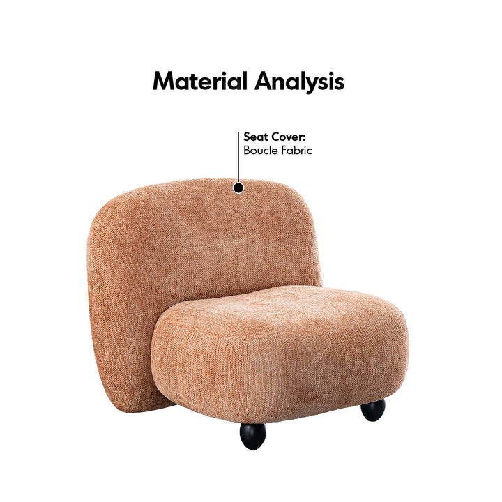 Cream Boucle Fabric 1 Seater Sofa MALT