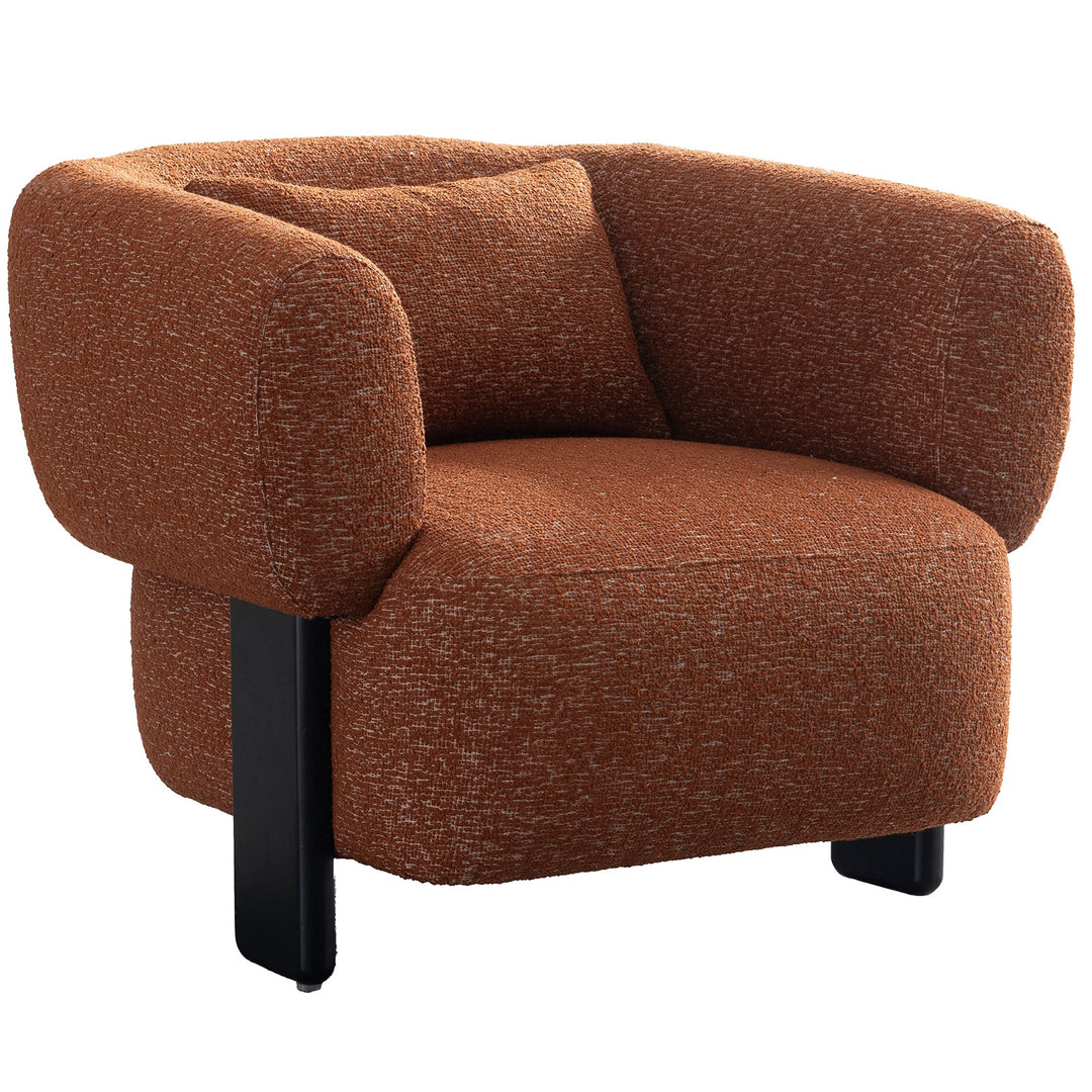 Cream boucle fabric 1 seater sofa nubo in white background.