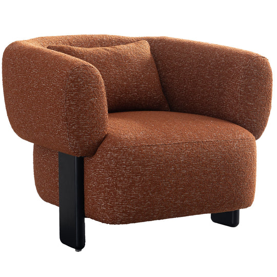Cream boucle fabric 1 seater sofa nubo in white background.