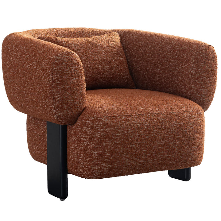 Cream boucle fabric 1 seater sofa nubo in white background.