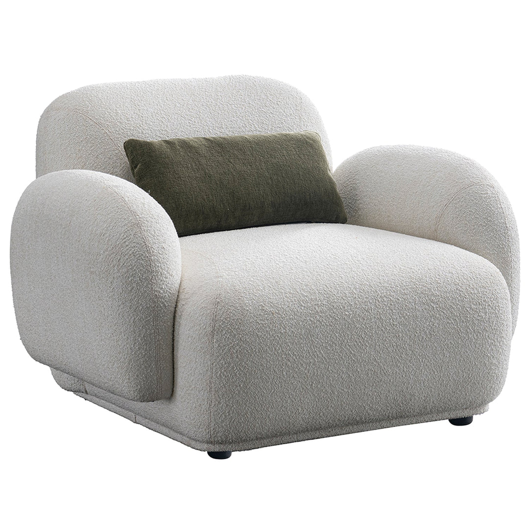 Cream Boucle Fabric 1 Seater Sofa PLUUM