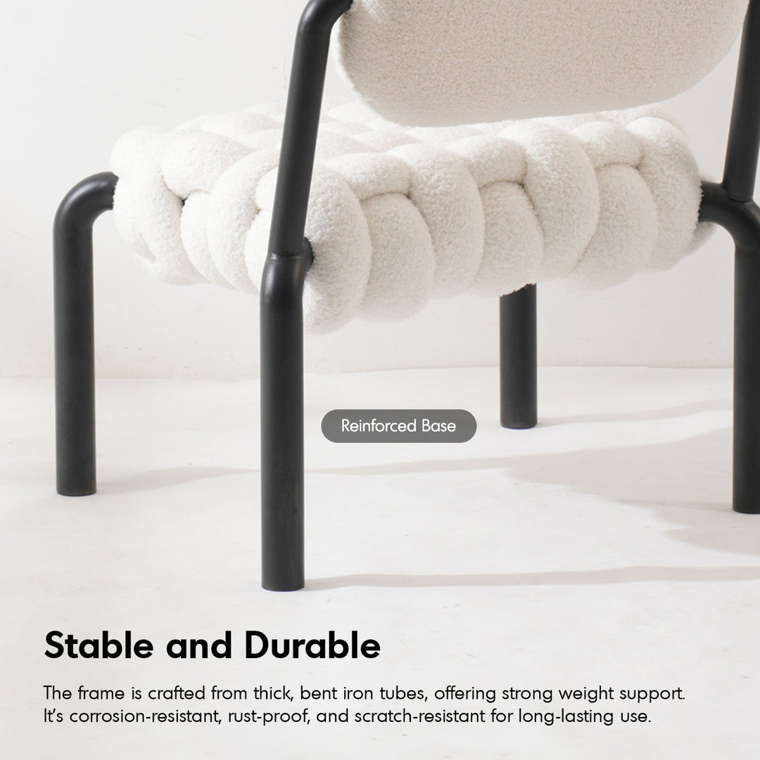 Cream Boucle Fabric 1 Seater Sofa SOUFFLE