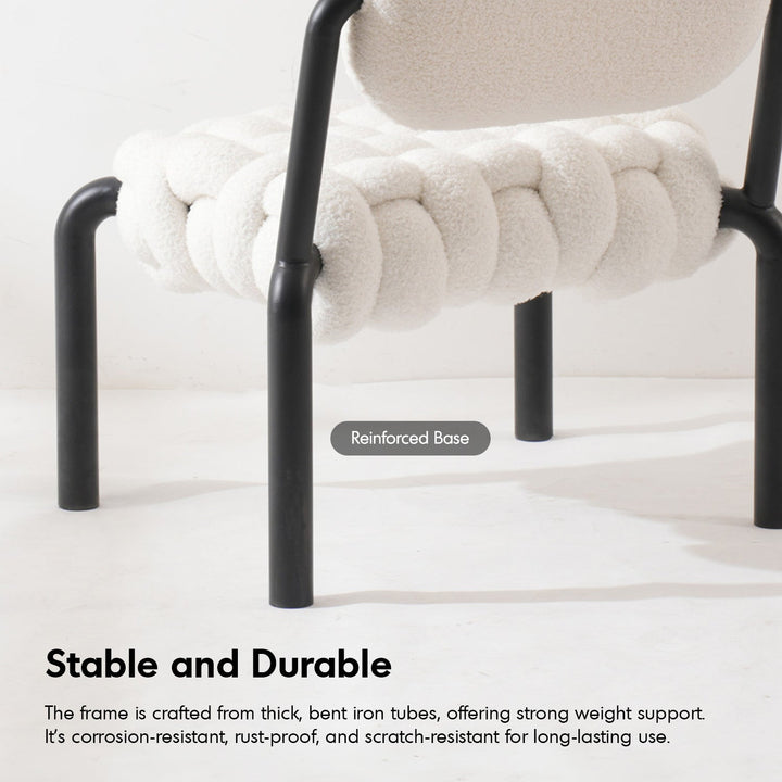 Cream Boucle Fabric 1 Seater Sofa SOUFFLE