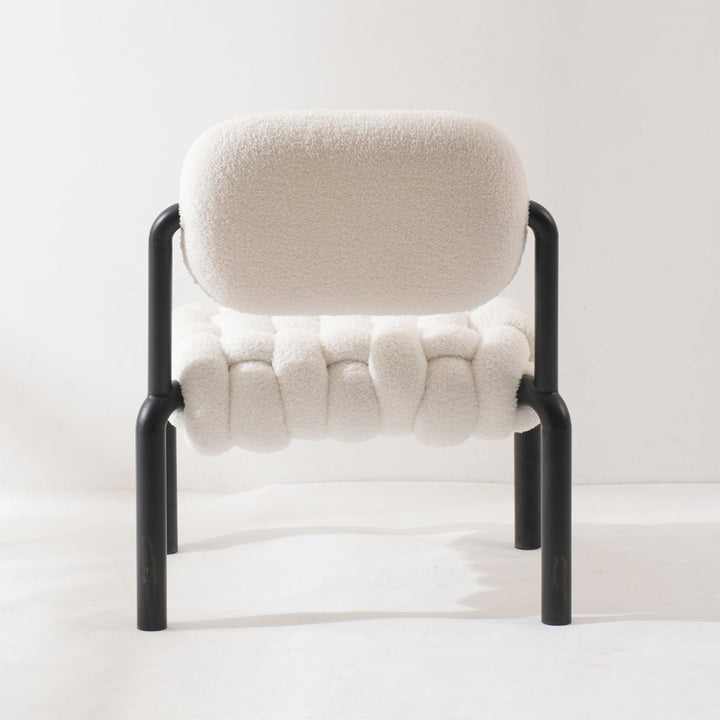 Cream Boucle Fabric 1 Seater Sofa SOUFFLE