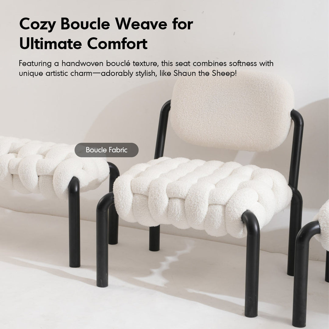 Cream Boucle Fabric 1 Seater Sofa SOUFFLE