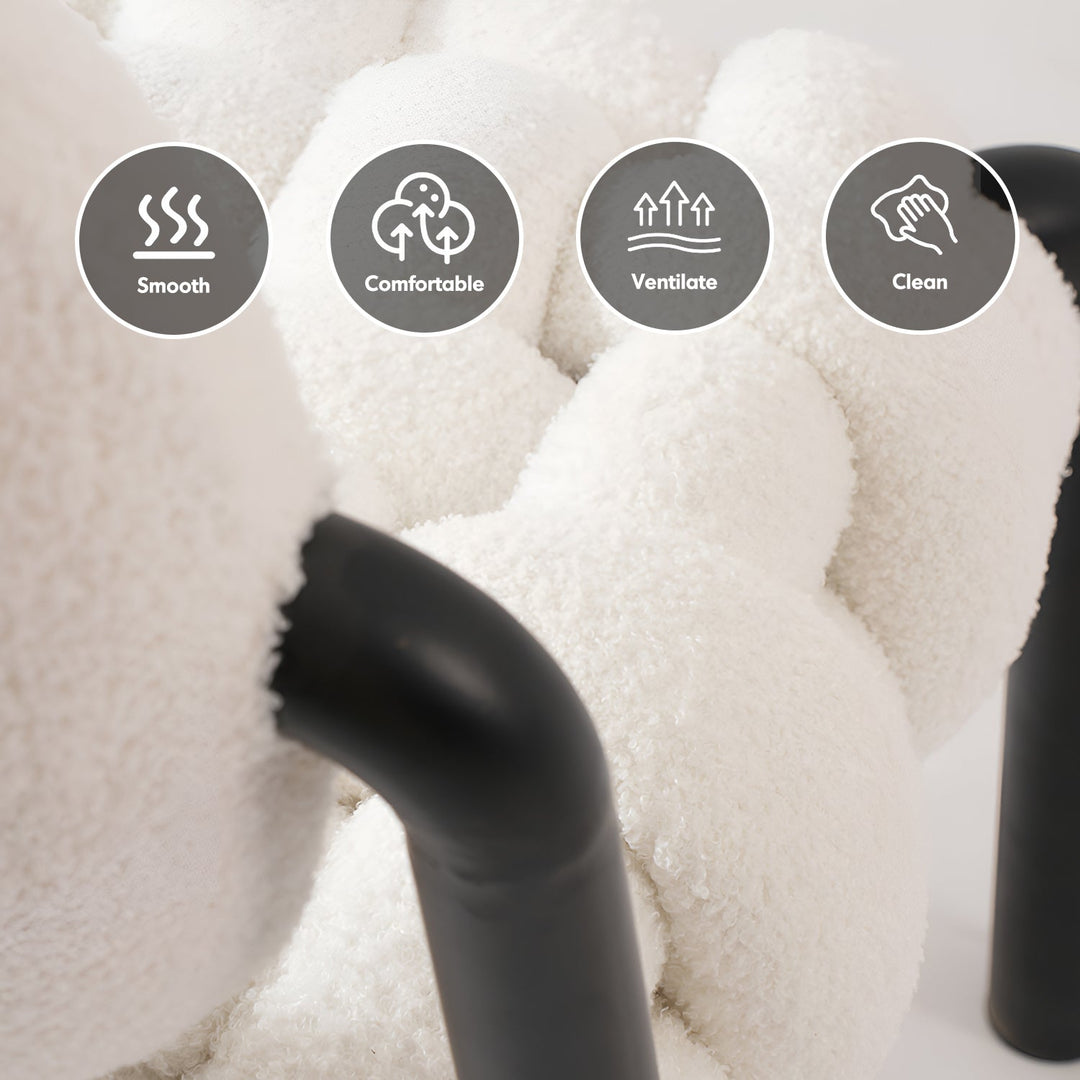 Cream Boucle Fabric 1 Seater Sofa SOUFFLE