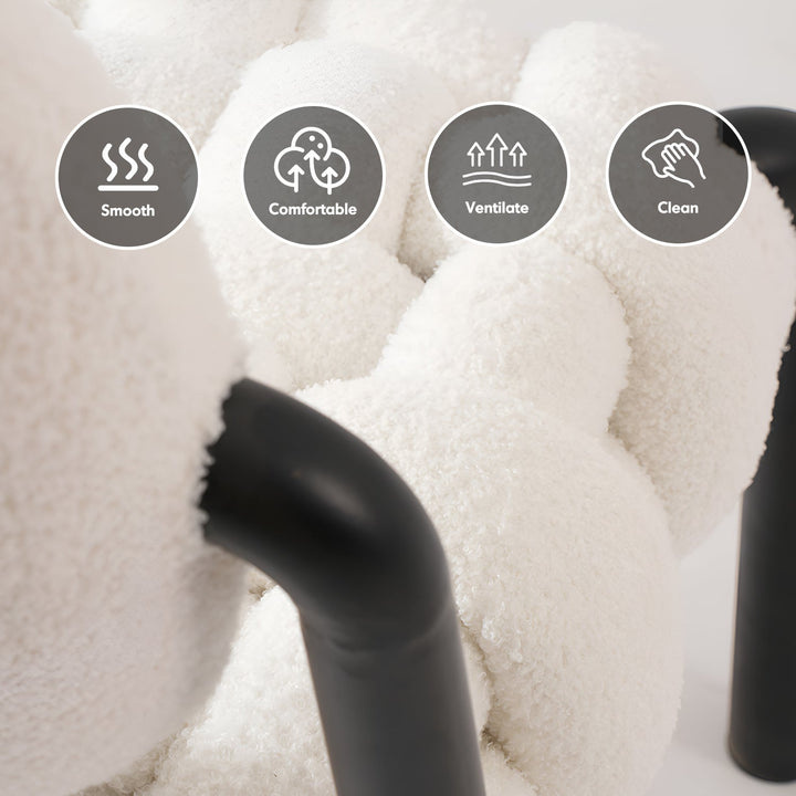 Cream Boucle Fabric 1 Seater Sofa SOUFFLE