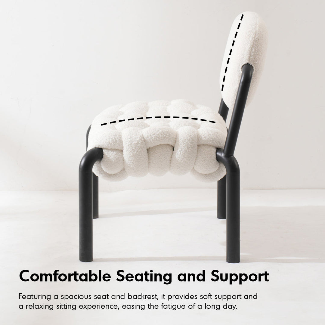 Cream Boucle Fabric 1 Seater Sofa SOUFFLE