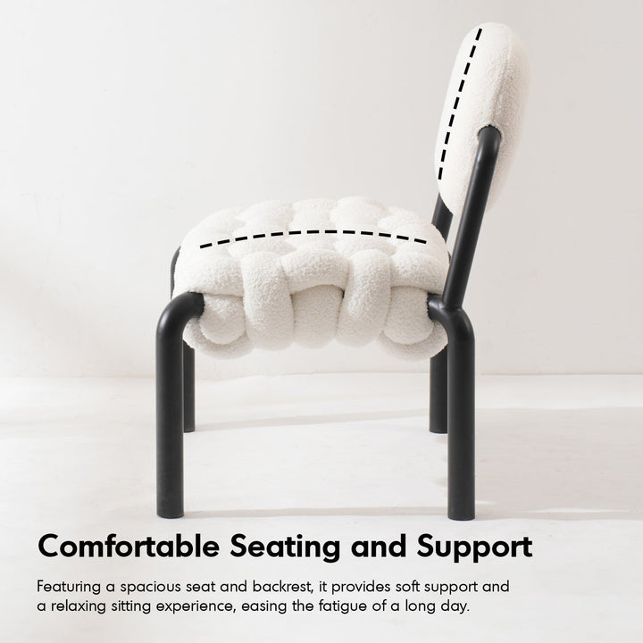 Cream Boucle Fabric 1 Seater Sofa SOUFFLE