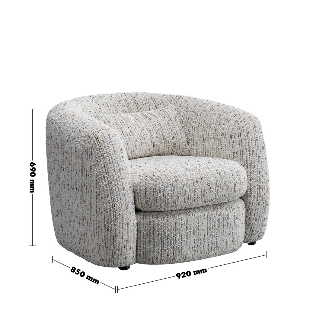 Cream boucle fabric 1 seater sofa tofu size charts.