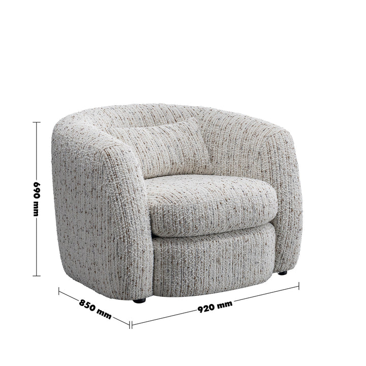 Cream boucle fabric 1 seater sofa tofu size charts.