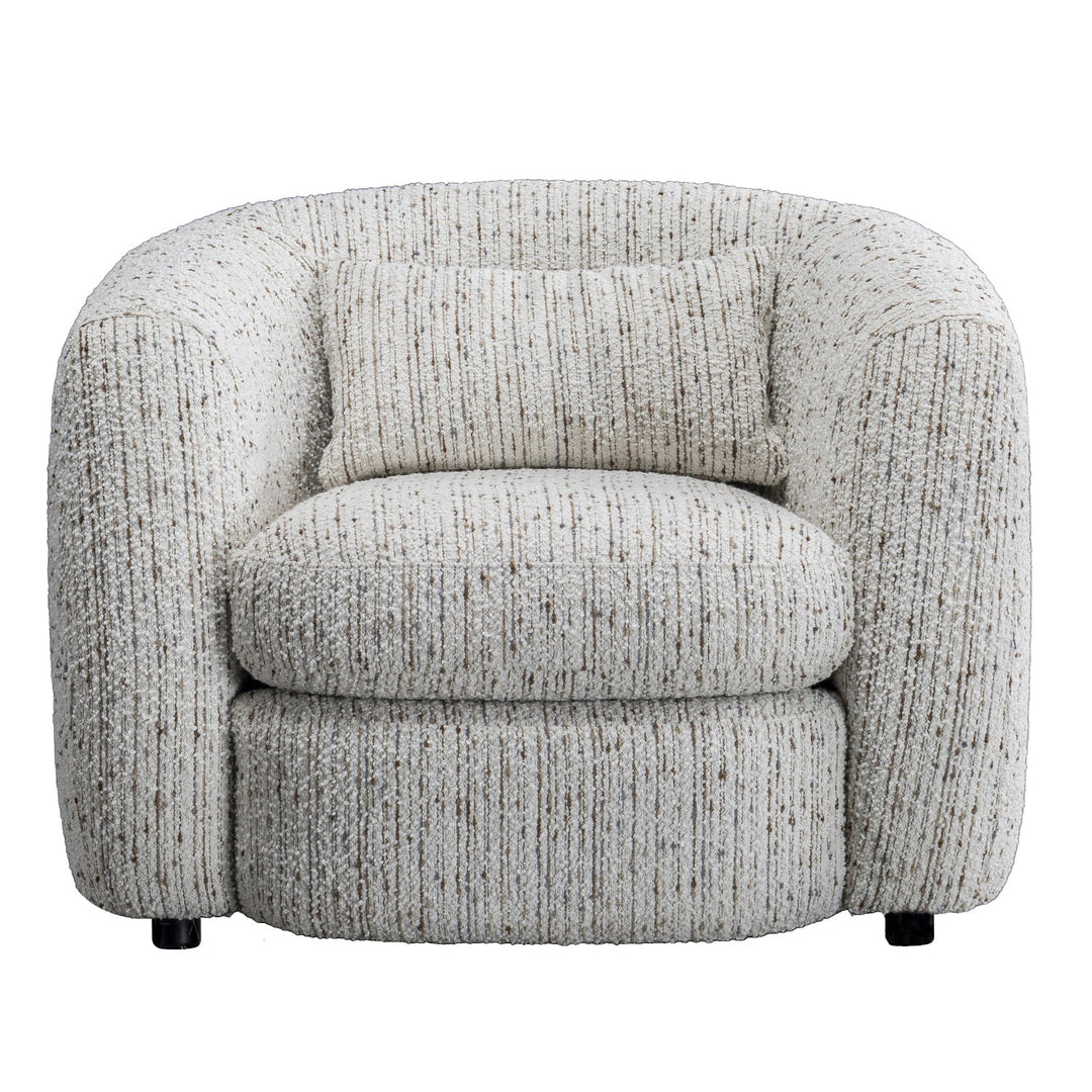Cream boucle fabric 1 seater sofa tofu material variants.