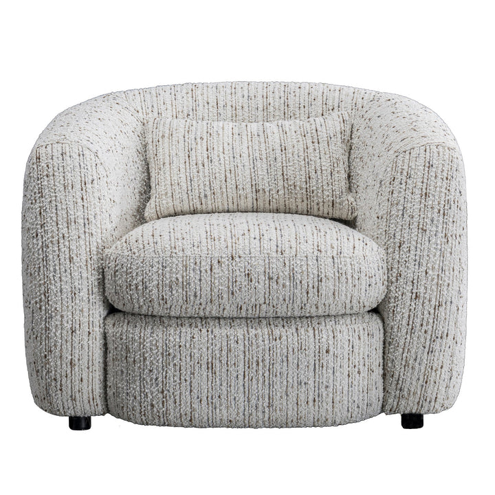 Cream boucle fabric 1 seater sofa tofu material variants.